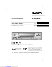 Sanyo VHR-H631 Instruction Manual