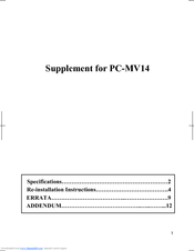 Sharp Actius PC-MV14 Supplement Manual