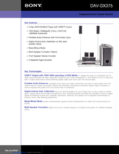 Sony DAV-DX375 - Integrated Home Theater System Specifications