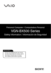Sony VGN-BX540B - VAIO - Pentium M 2 GHz Safety Information Manual