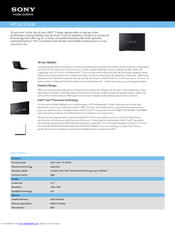 Sony VAIO VPCSA22GX Specifications