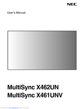 NEC MultiSync X461UNV User Manual