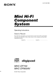 Sony MHC-DP800AV Operating Instructions Manual