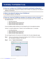 TRENDnet TV-IP300 Frequently Asked Questions Manual