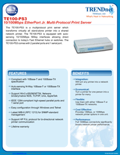 TRENDnet TE100-PS3 Specifications