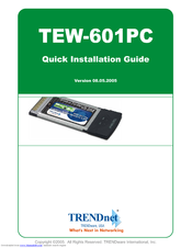 TRENDnet TEW-601PC - SUPER G MIMO WRLS PC CARD Quick Installation Manual