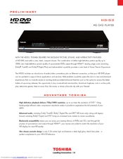 Toshiba HD-D3 - HD DVD Player Specifications