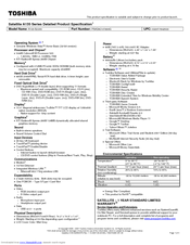 Toshiba A135-S2356 Specifications