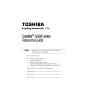 Toshiba A305-S6825 - Satellite - Core 2 Duo 1.83 GHz Resource Manual