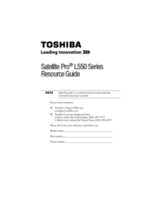 Toshiba Satellite L555-S7010 Resource Manual