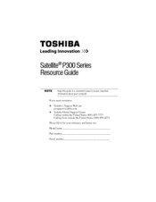 Toshiba Satellite P305-S8920 Resource Manual