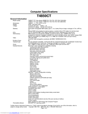 Toshiba T-Series T4850CT Specifications
