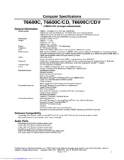 Toshiba T-Series T6600c Specifications