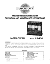 Toyostove LR-450 Operation And Maintenance Instructions