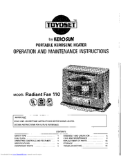 Toyotomi Radiant Fan 110 User Manual
