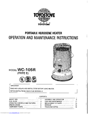 Toyostove WC-105R Type E Operation And Maintenance Instructions