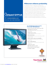 Viewsonic Optiquest Q191wb Specifications