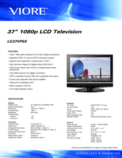 Viore LC37VF55 Specifications