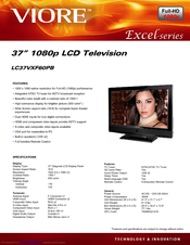Viore LC37VXF60PB Specifications