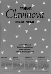 Yamaha Clavinova CLP-134 Owner's Manual