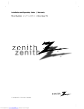 Zenith C32F43 Installation And Operating Manual, Warranty
