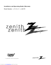 Zenith D52WLCD Series Installation And Operating Manual, Warranty