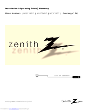 Zenith H19F34DT Series Installation And Operating Manual, Warranty