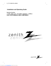 Zenith F-986S Installation And Operating Manual