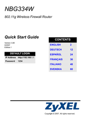 ZyXEL Communications NBG334W Quick Start Manual
