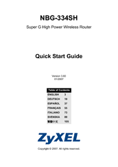 ZyXEL Communications NBG-334SH Quick Start Manual