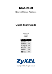 ZyXEL Communications NSA-2400-1T Quick Start Manual