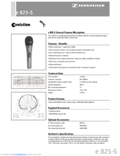 SENNHEISER Evolution E 825S Product Sheet