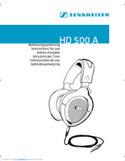 SENNHEISER HD 500A Instructions For Use Manual