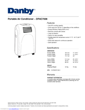 Danby DPAC7008 Specification Sheet