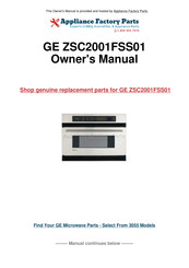 GE Monogram Advantium ZSC2001FSS01 Owner's Manual