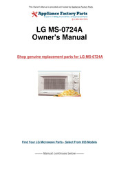 LG GoldStar MA7542B Owner's Manual & Cooking Manual