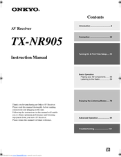 Onkyo TXNR905 - AV Network Receiver Instruction Manual