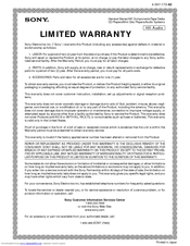 Sony STR-D1011 Limited Warranty