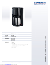 SEVERIN KA 4125 - CAFETIERE ISOTHERME Dimensions