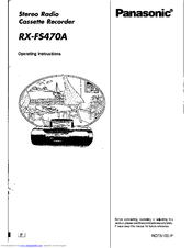 Panasonic RXFS470A - RADIO CASSETTE-LOW P Operating Instructions Manual