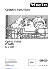 MIELE FULLSIZE DISHWASHER - OPERATING Operating Instructions Manual