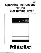 MIELE T 380  VENT ED DRYER - OPERATING Operating Manual