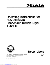MIELE T 471  VENT ED DRYER - OPERATING Operating Manual