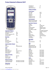 MOTOROLA C381p - Cell Phone - GSM Datasheet