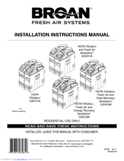 NuTone GSVH1K Installation Instructions Manual