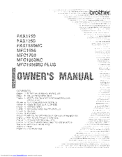Brother FAX1150 Owner's Manual