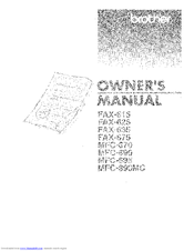 Brother FAX-625 Owner's Manual