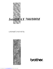 Brother IntelliFax-700 Owner's Manual