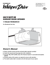 Chamberlain Whisper Drive Security+ WD822KCD Owner's Manual