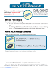 D-link AirPlus G DWL-G650X Quick Installation Manual